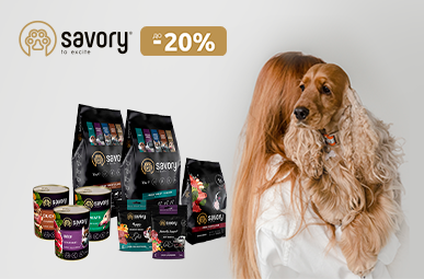 Знижка до 20% на корм та ласощі для вашого улюбленця ТМ Savory