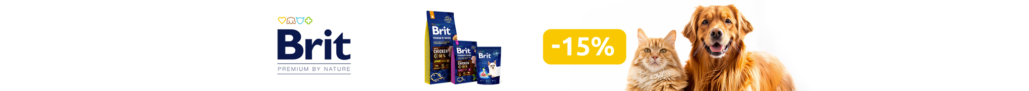 Знижка до 15% на сухий корм для хвостиків ТМ Brit Premium!