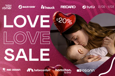 LOVE SALE! Знижки до -20% на візочки, автокрісла стільчики для годування та ліжечка для малюків!