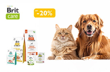 Знижка до 20% на корм та ласощі для чотирилапих ТМ Brit Care!