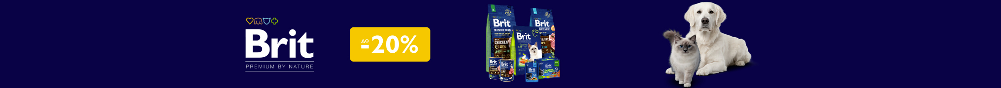 Знижка до 20% на сухий корм для хвостиків ТМ Brit Premium!