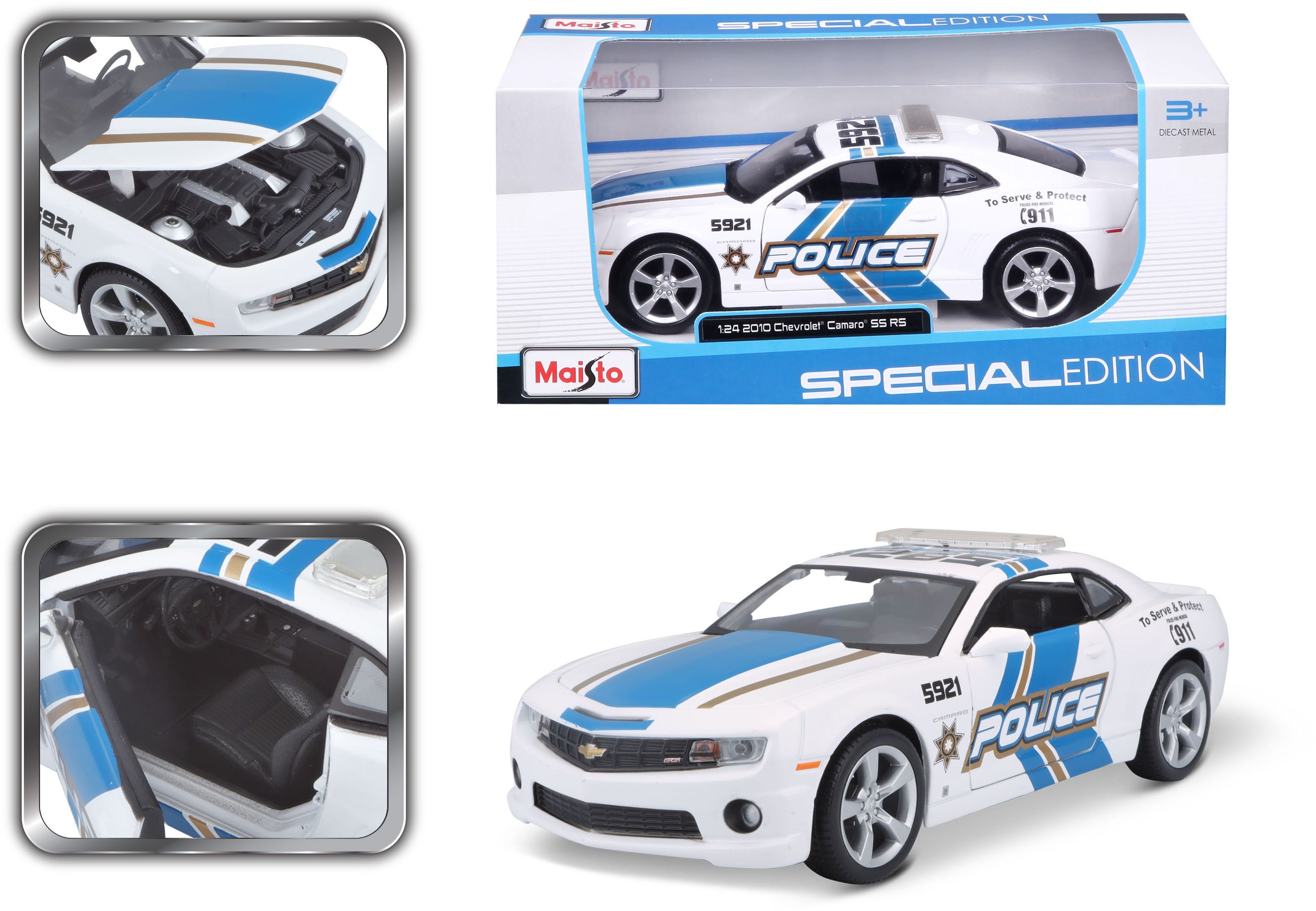 Автомодель MAISTO 1:24 Chevrolet Camaro SS RS Police (31208 white)фото19
