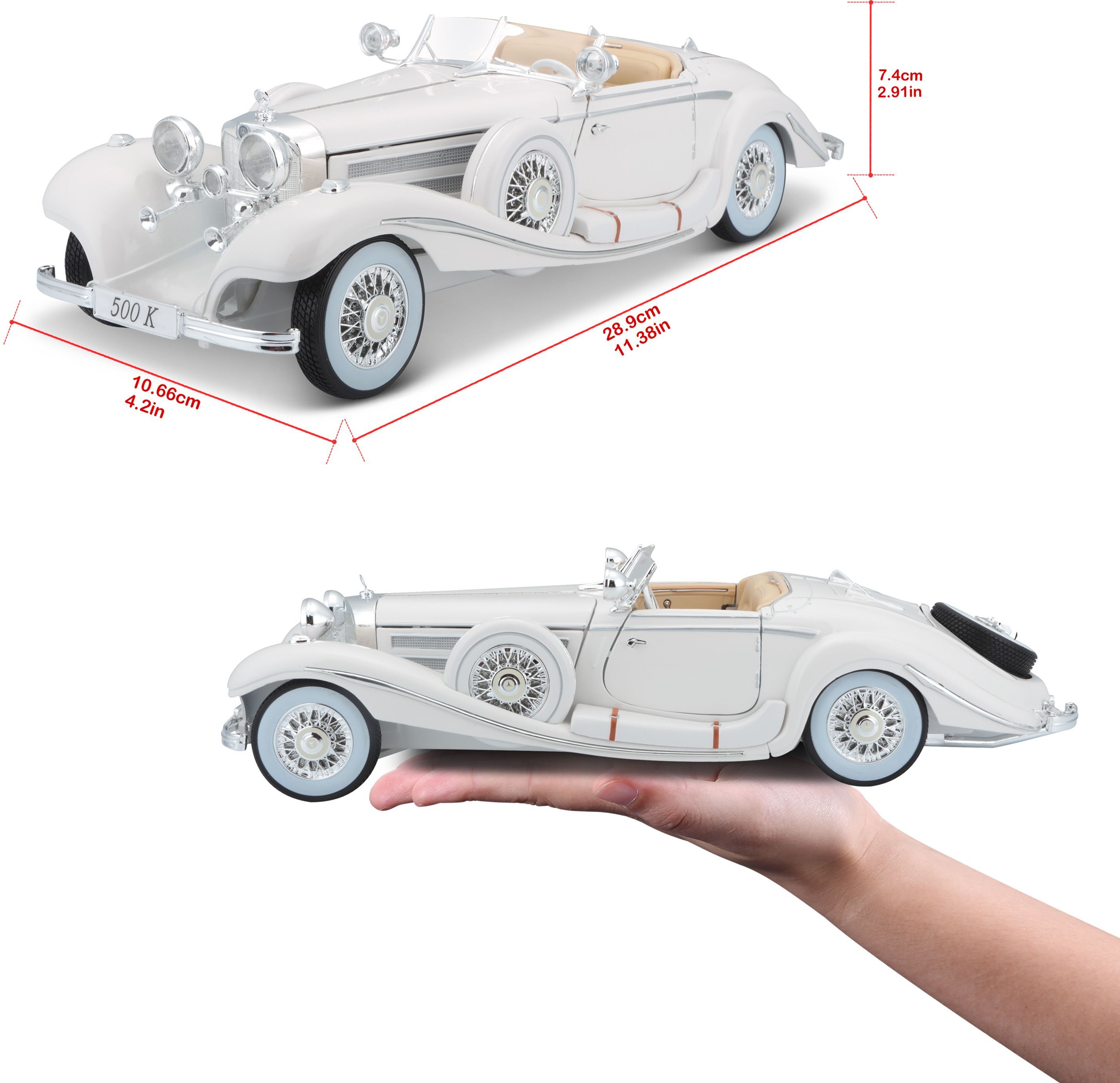 Автомодель MAISTO 1:18 Mercedes-Benz 500 K Typ Specialroadster (36055 white) фото 16