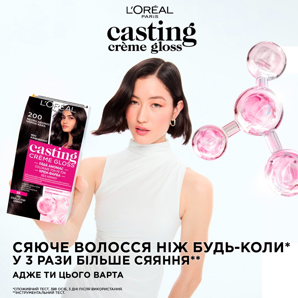 Крем-фарба для волосся без аміаку L'Oreal Paris Casting Creme Gloss 100 Чорна ванільфото7
