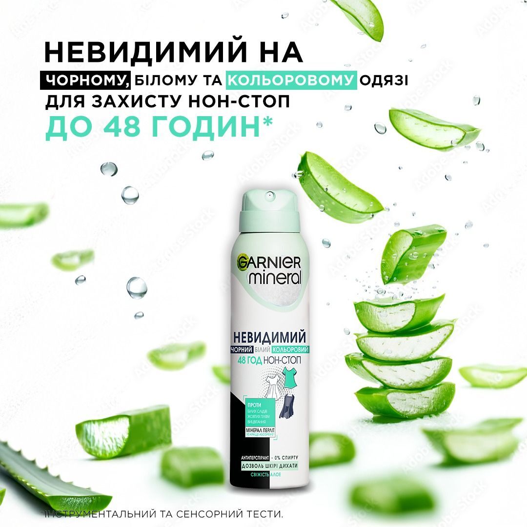 Антиперспірант Garnier Mineral Невидимий свіжість алое спрей 150млфото