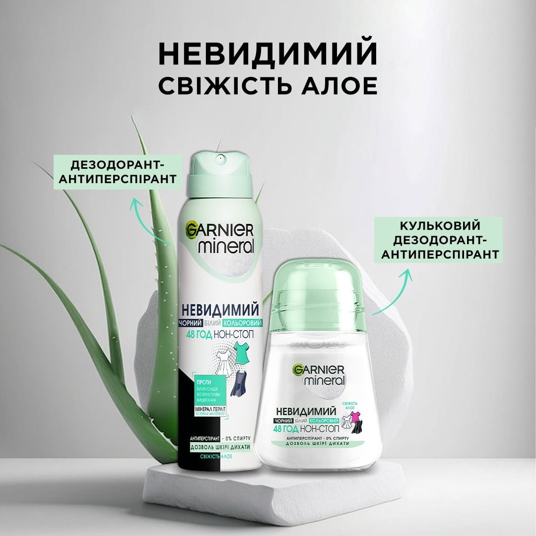 Антиперспірант Garnier Mineral Невидимий свіжість алое спрей 150млфото