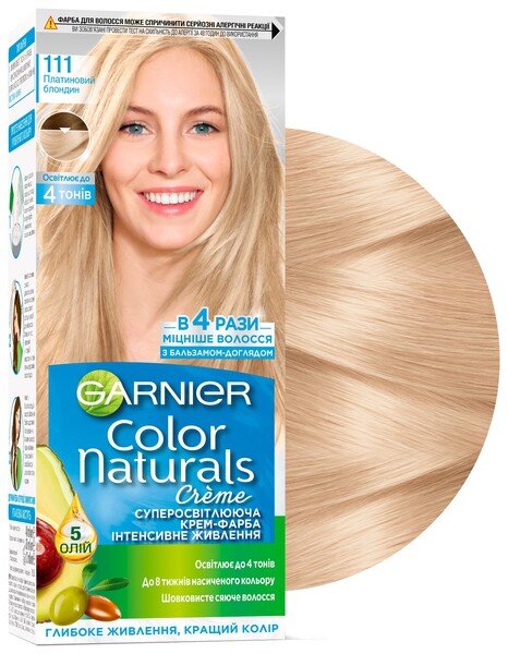 Краска-крем для волос Garnier Color Naturals 111 Суперосветляющий платиновый блонд 60+40+12мл