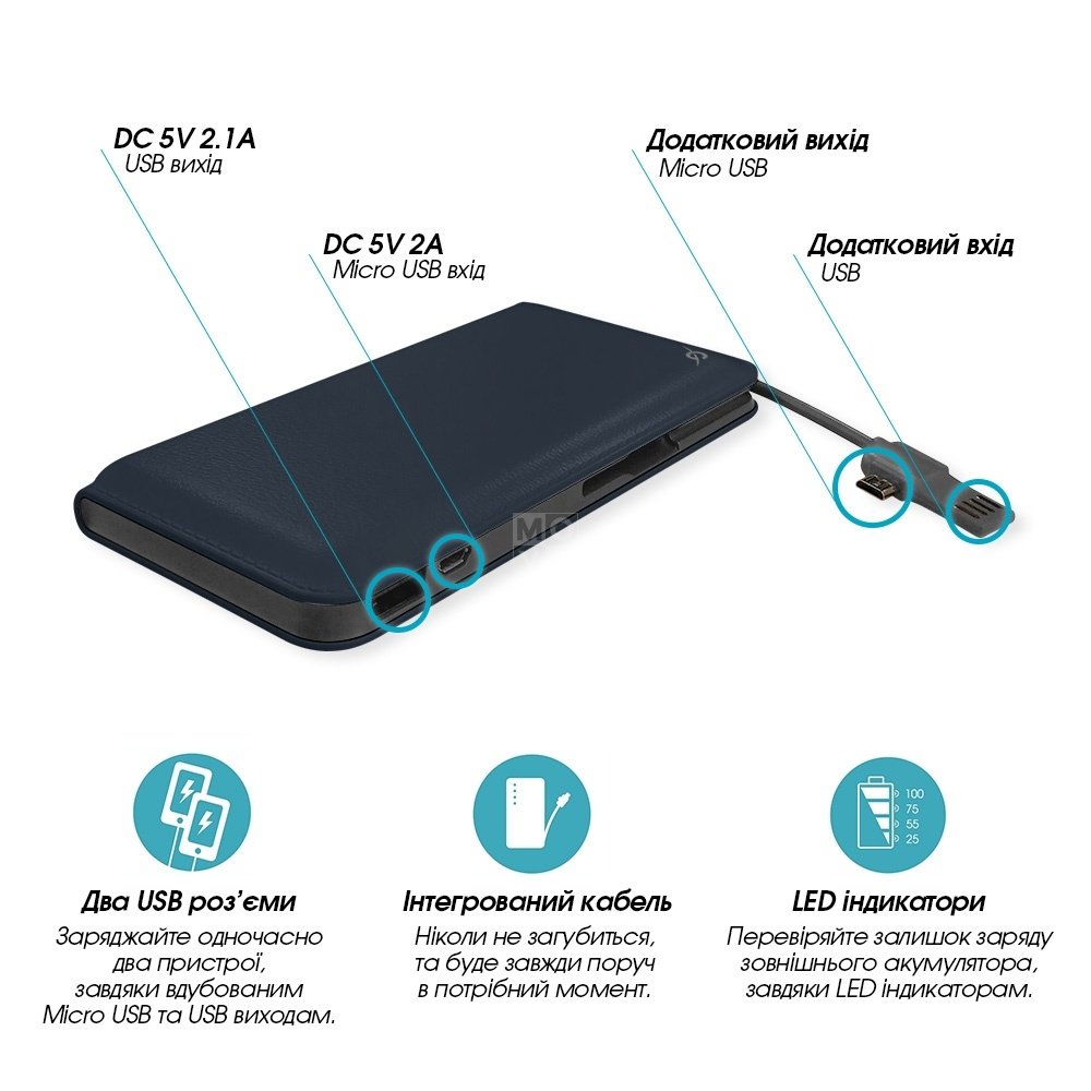 Портативный аккумулятор G.Power Bank DP633 9000mAh (синий) фото