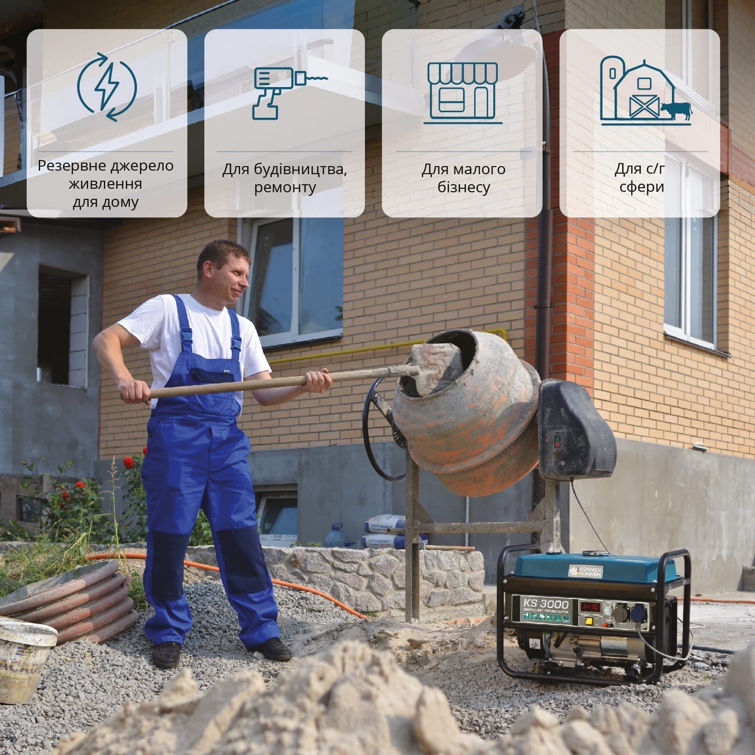 Генератор бензиновый Konner&Sohnen KS 3000E, 230В, 3.0кВт (KS3000E) фото 7