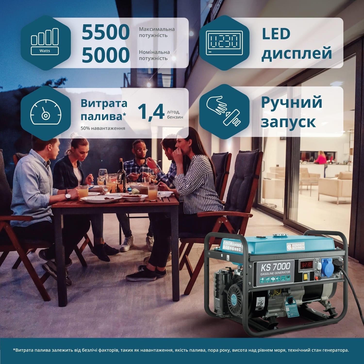 Генератор бензиновый Konner&Sohnen KS 7000 фото 4