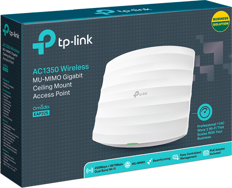 Точка доступа TP-Link EAP225 802.11ac 2.4/5ГГц, 1200Мбит/с,потолочная, 1xGE LAN фото 5