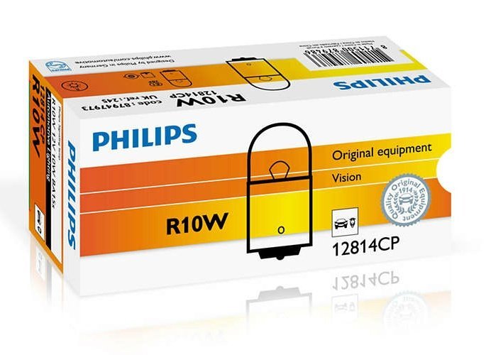 Лампа накаливания Philips R10W, 10шт/картон (12814CP) фото 3
