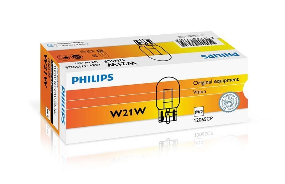 Лампа накаливания Philips W21W, 10шт/картон (12065CP) фото 3