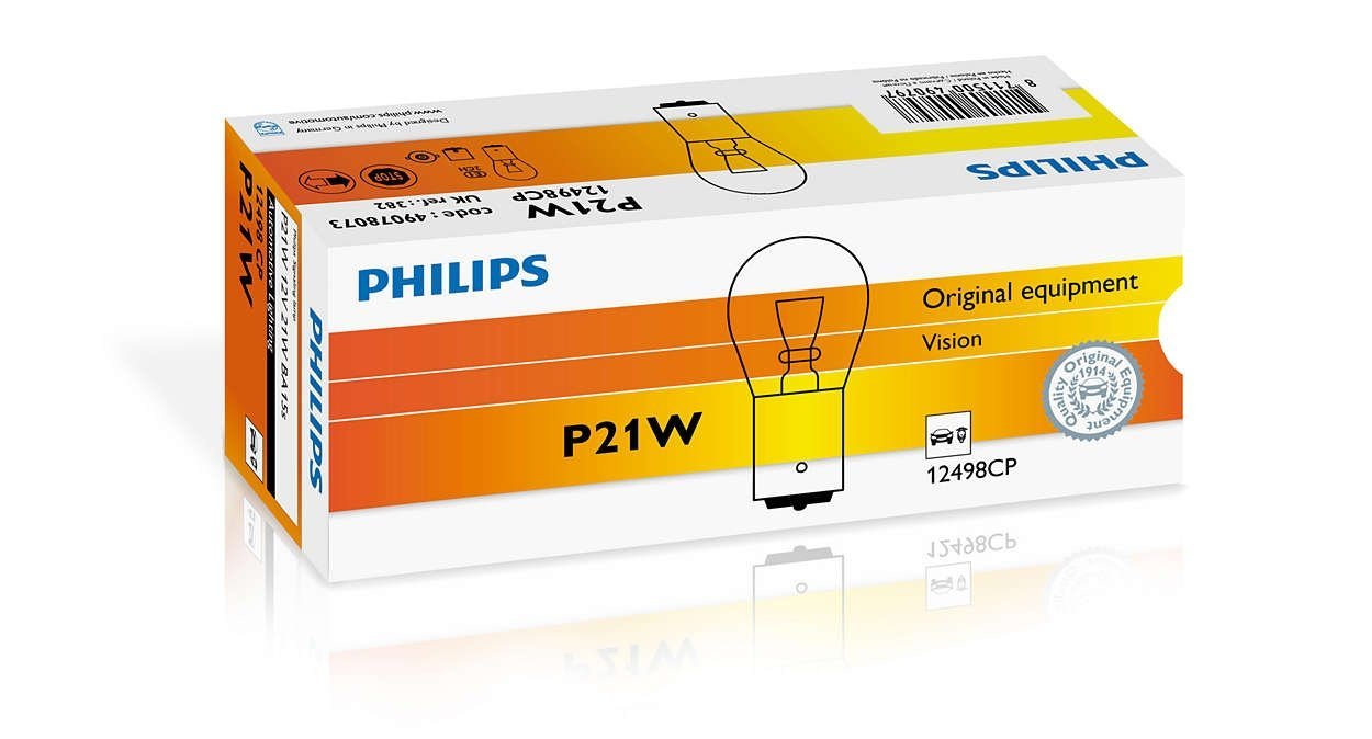 Лампа накаливания Philips P21W, 10шт/картон (12498CP) фото 3