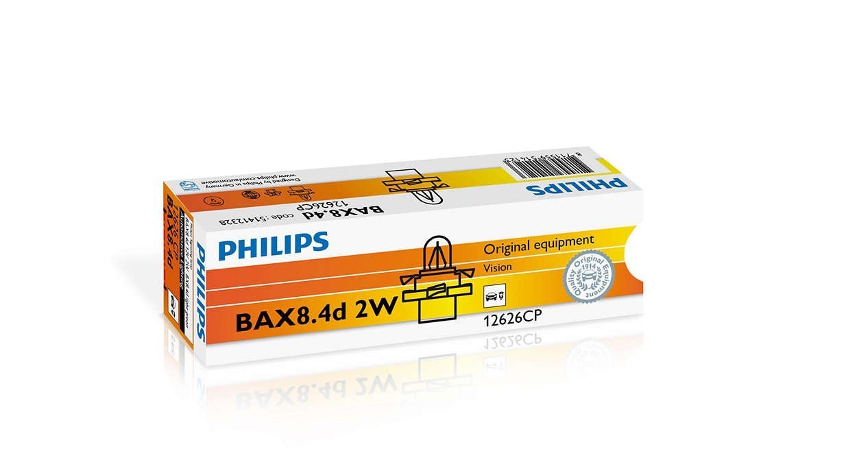 Лампа розжарювання Philips BAX BX8.4d Light Green, 10шт/картон (12626CP)фото2