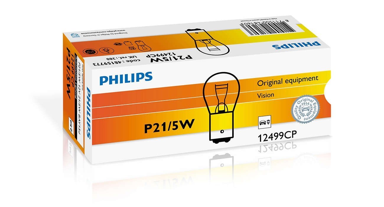 Лампа накаливания Philips P21/5W, 10шт/картон (12499CP) фото 3
