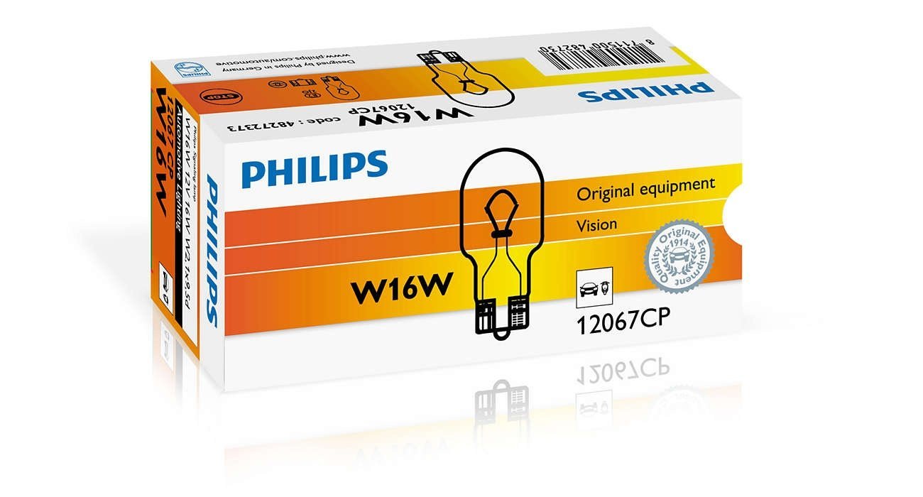 Лампа розжарювання Philips W16W, 10шт/картон (12067CP)фото3