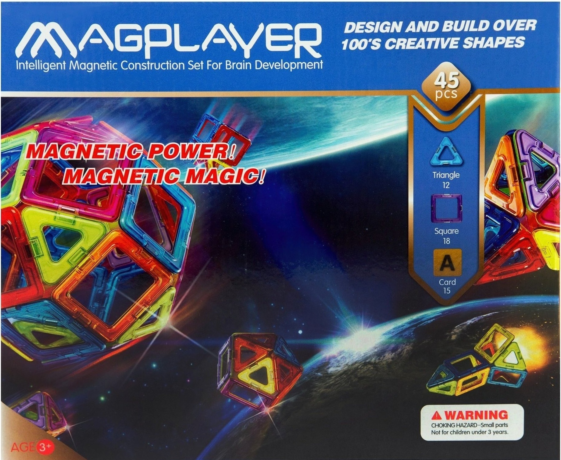 Конструктор Magplayer магнітний набір 45 ел. MPA-45фото