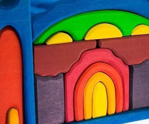 Конструктор дерев'яний Nic Все в замку синій (NIC523268)фото4