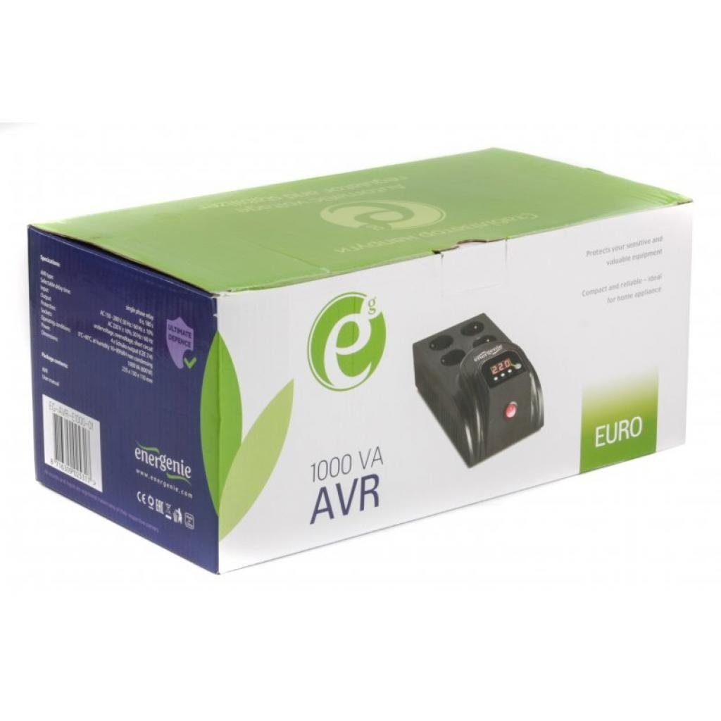 Стабілізатор напруги EnerGenie 220В, 1000ВА (EG-AVR-E1000-01) фото3