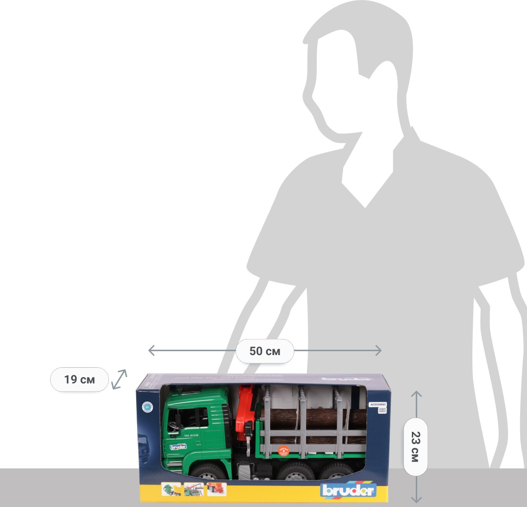 Грузовик BRUDER 1:16 MAN перевозчик брёвен с краном-погрузчиком (2769) фото 3