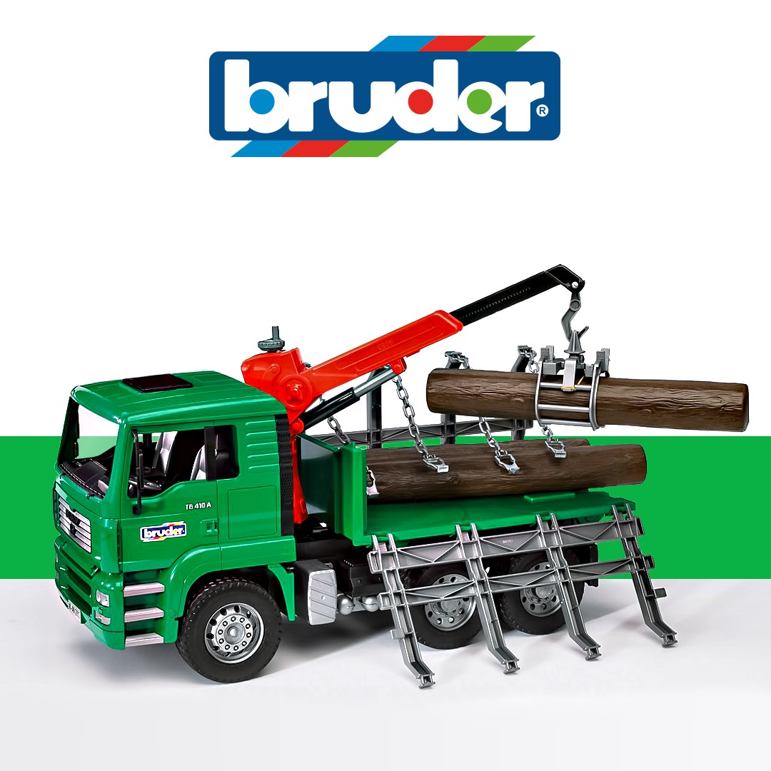 Грузовик BRUDER 1:16 MAN перевозчик брёвен с краном-погрузчиком (2769) фото 4