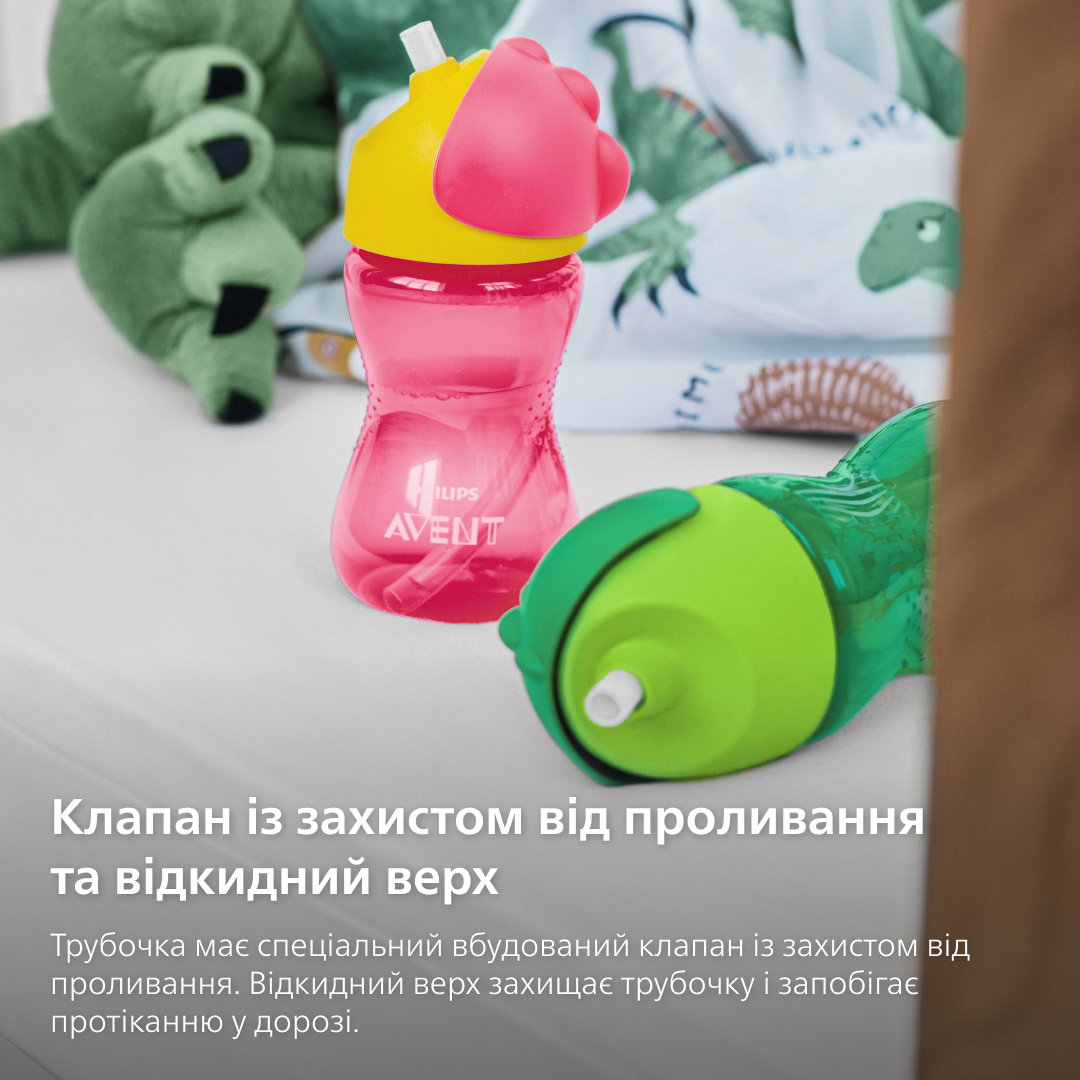 Чашка AVENT с трубочкой 300 мл. 12+ зеленый (SCF798/01) фото 