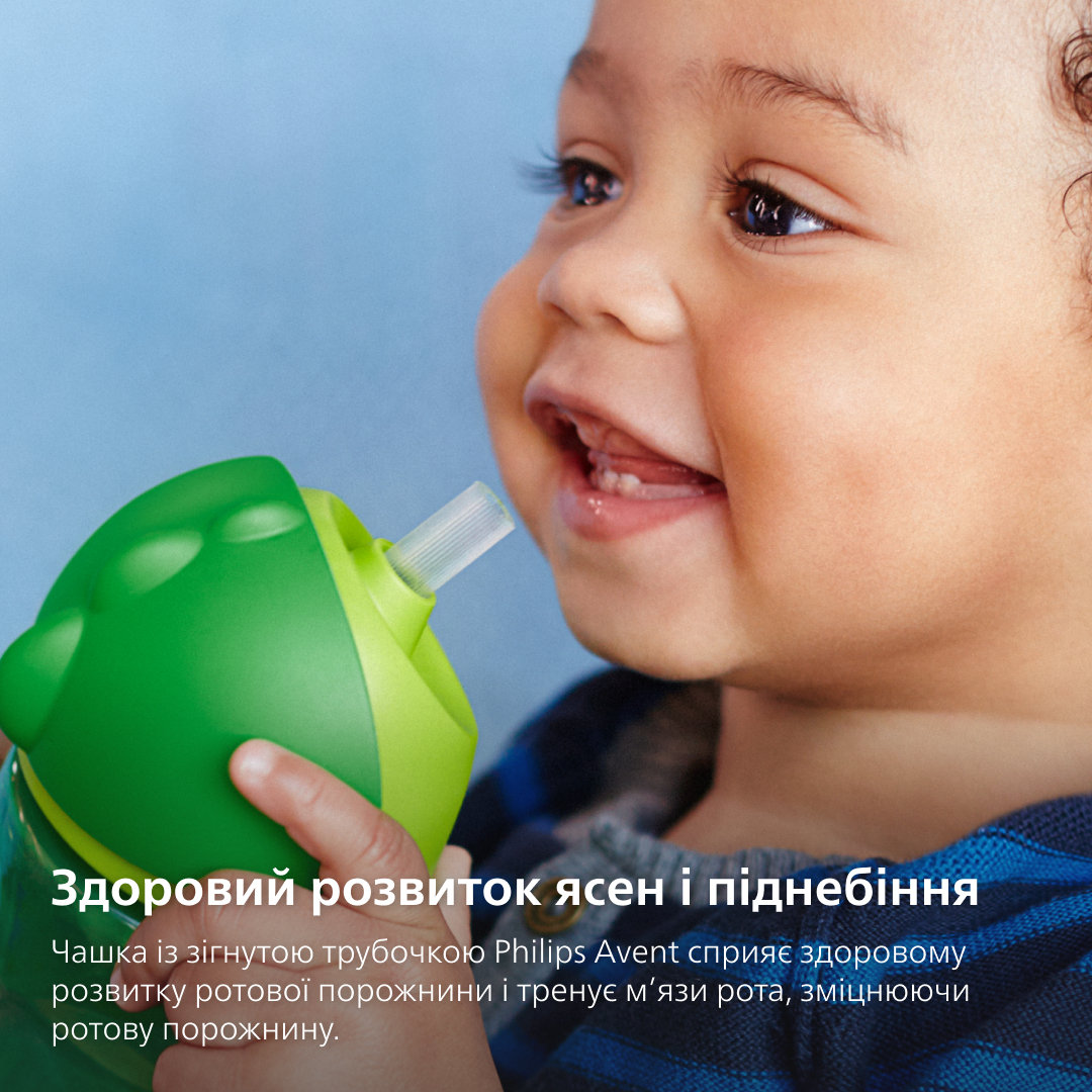 Чашка AVENT с трубочкой 300 мл. 12+ зеленый (SCF798/01) фото 