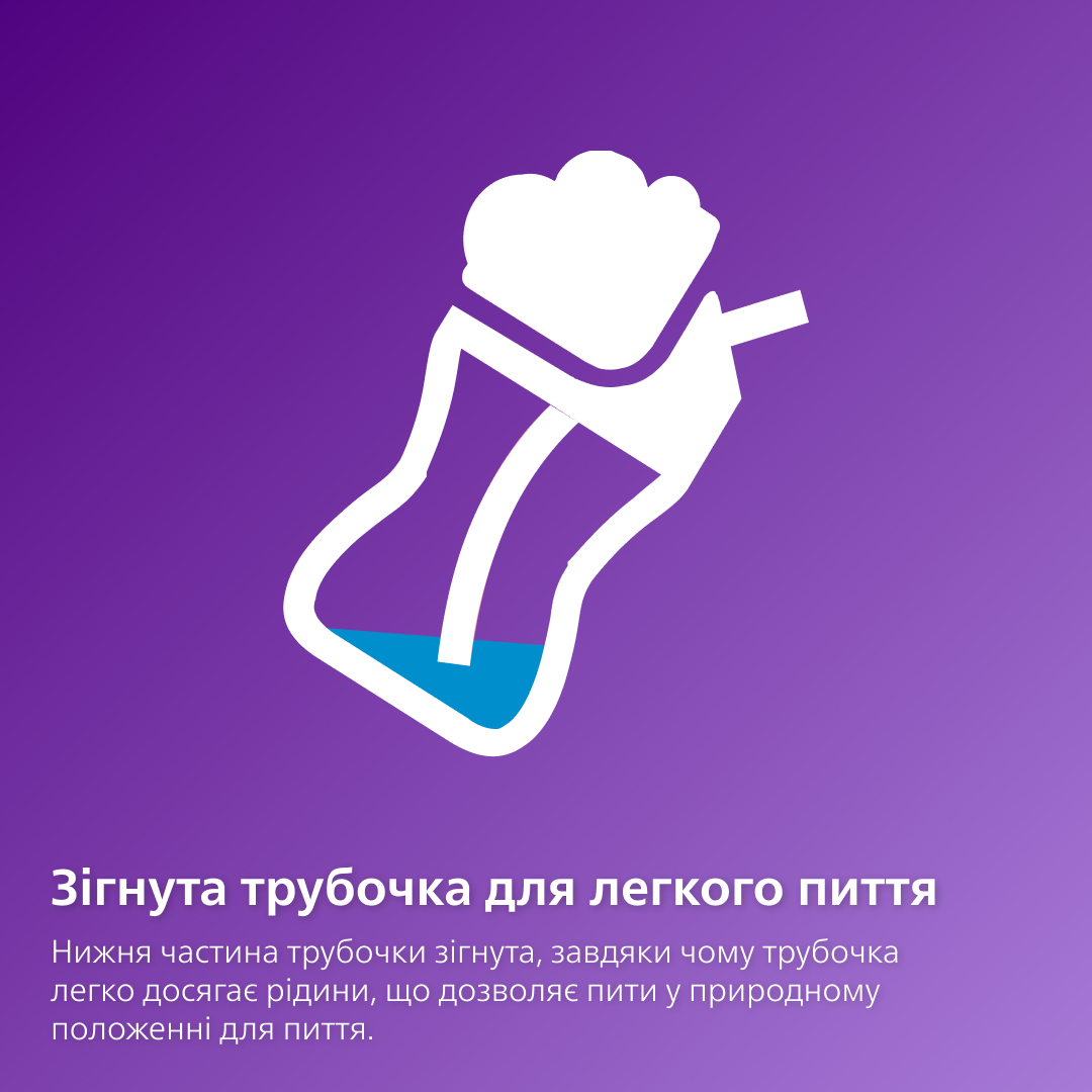 Чашка AVENT з трубочкою 210 мл. 9 + бузковий (SCF796/02)фото