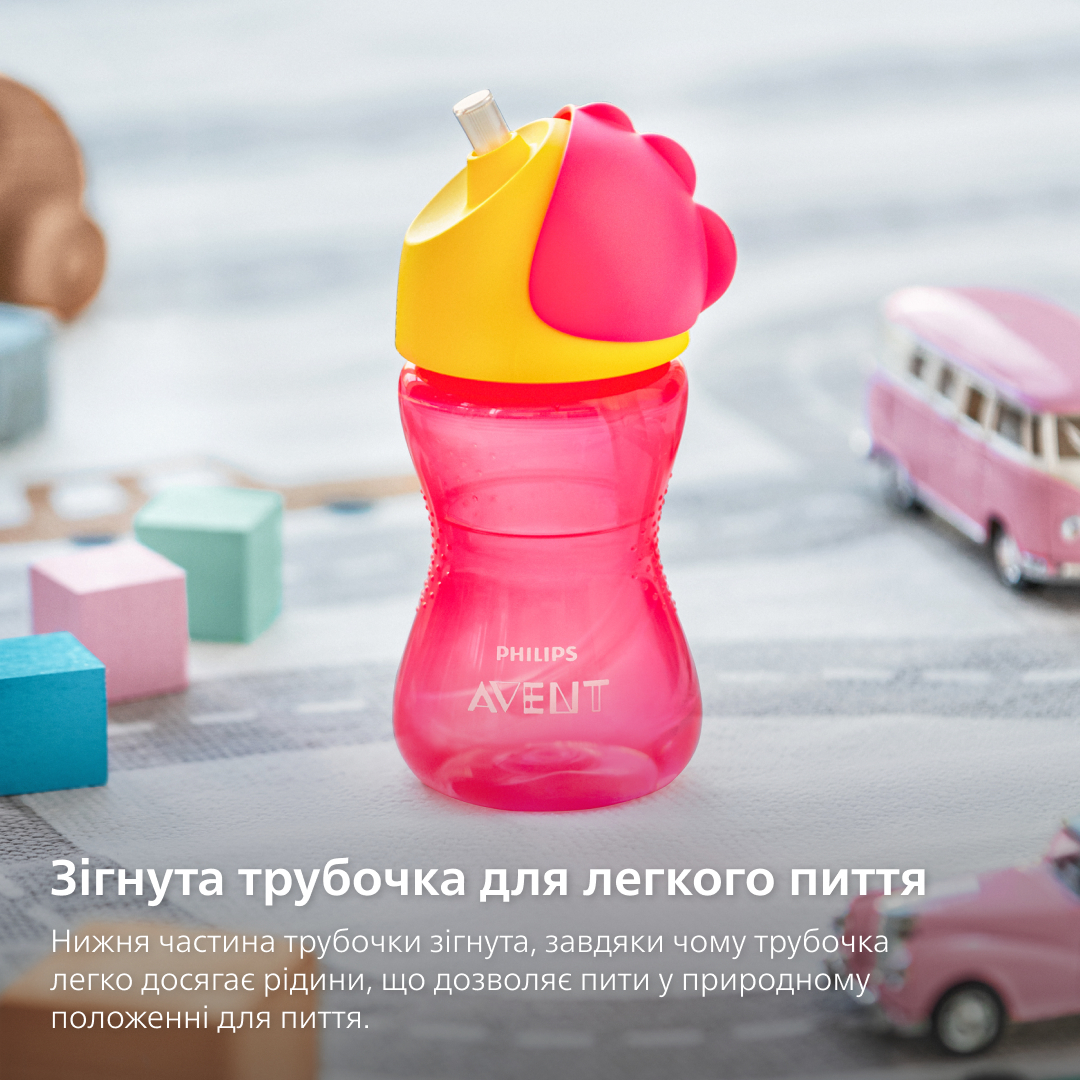 Чашка AVENT с трубочкой 300 мл. 12+ розовый (SCF798/02) фото 2