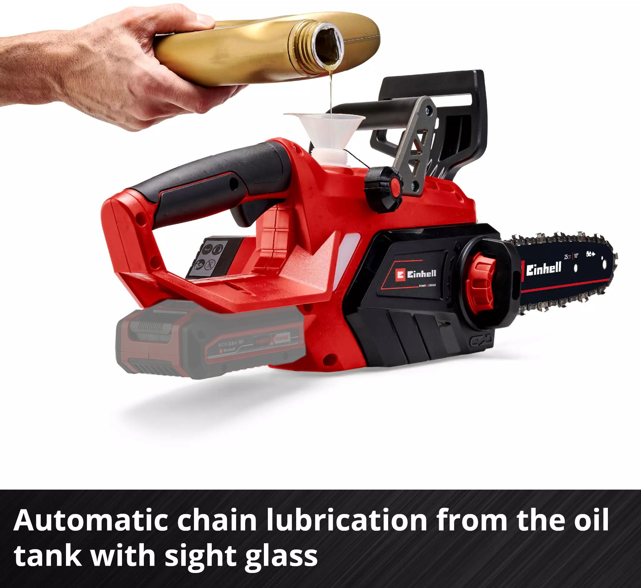Аккумуляторная цепная пила Einhell X-Change GE-LC 18 Li Solo (без аккумулятора и зарядного устройства) фото 