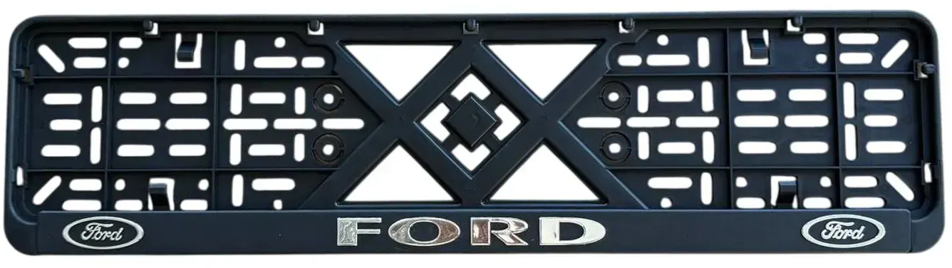 Рамка номерного знаку Poputchik пластикова з об'ємними літерами Ford 2шт (24-004)фото