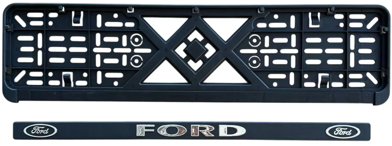 Рамка номерного знаку Poputchik пластикова з об'ємними літерами Ford 2шт (24-004)фото