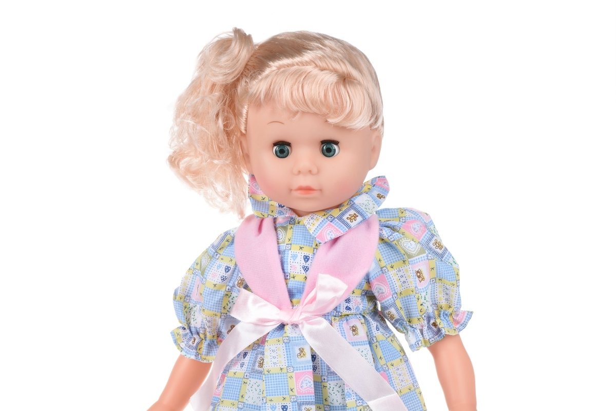 Кукла Same Toy 45 см белое платье с голубым в клеточку 8010BUt-2 фото 3
