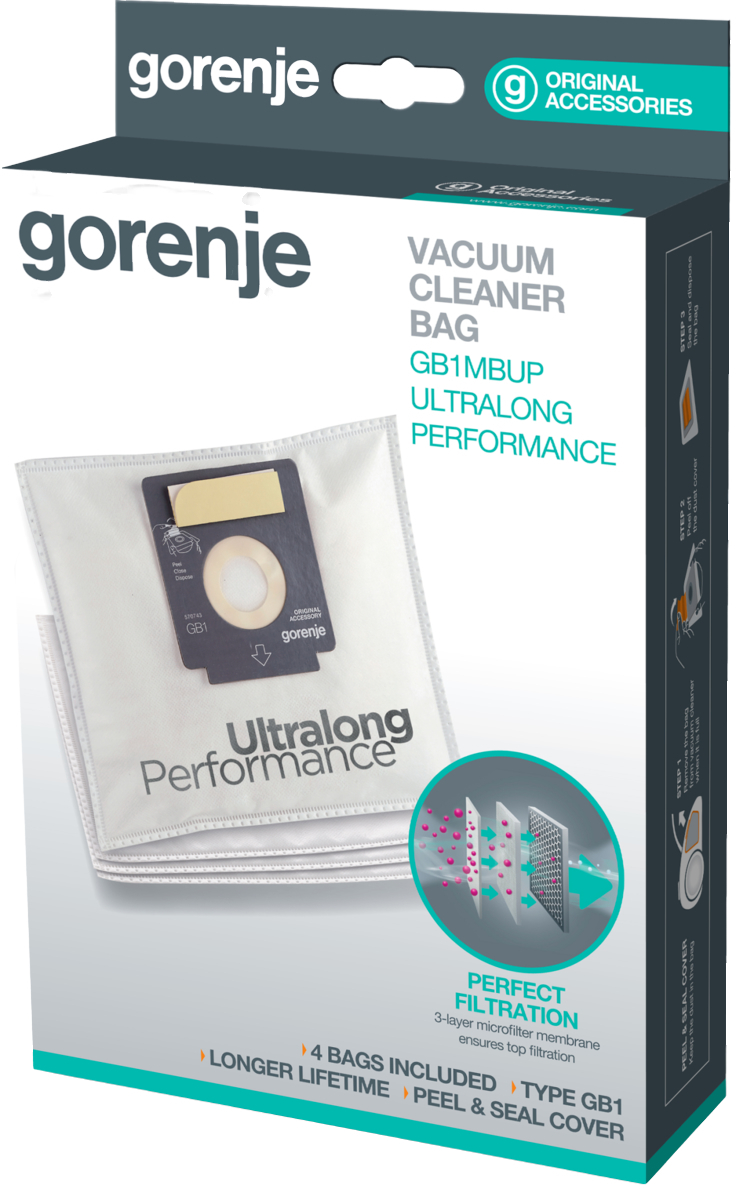 Набір багаторазових мішків для пилососу Gorenje (GB1MBUP)фото3