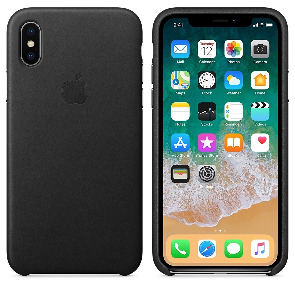 Чехол Apple Leather Case для iPhone X Black (MQTD2ZM/A) фото 2