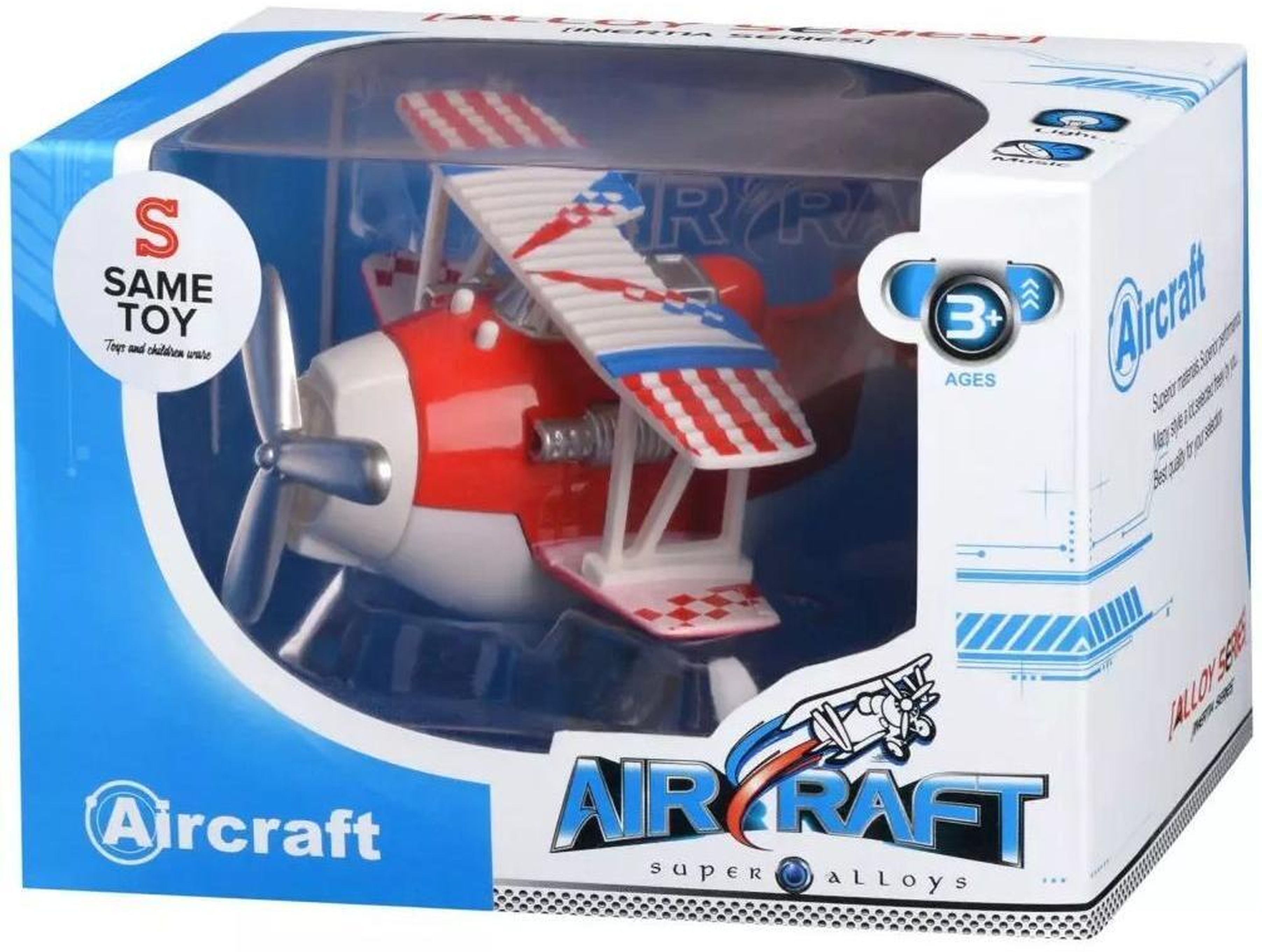 Літак металевий інерційний Same Toy Aircraft червоний зі світлом і музикою (SY8012Ut-3)фото5