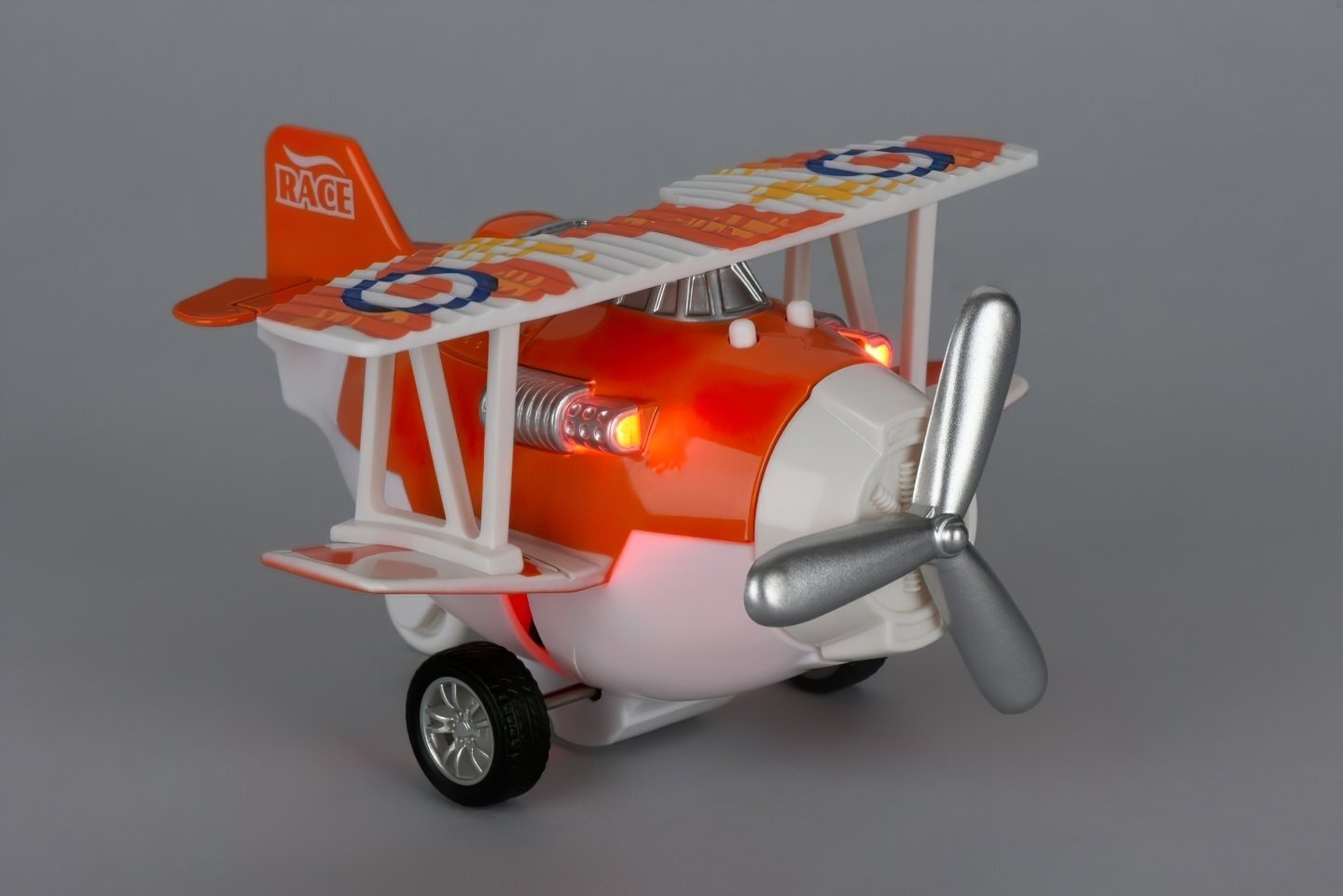 Літак металевий інерційний Same Toy Aircraft помаранчевий зі світлом і музикою (SY8012Ut-1)фото