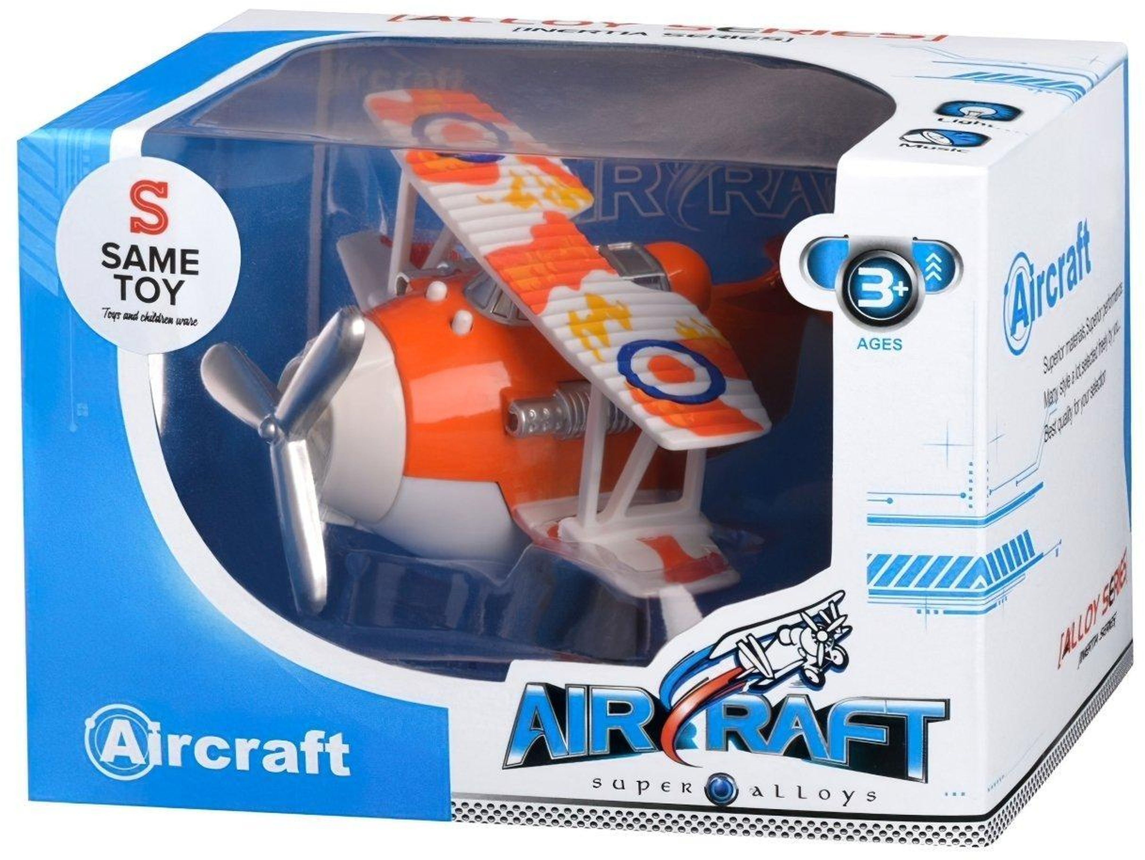 Літак металевий інерційний Same Toy Aircraft помаранчевий зі світлом і музикою (SY8012Ut-1)фото