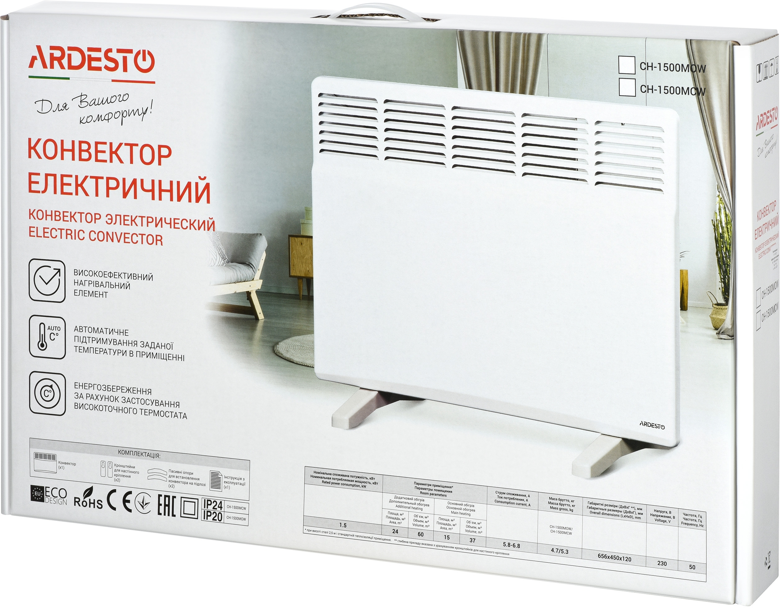 Конвектор электрический ARDESTO CH-1500MOW фото 7