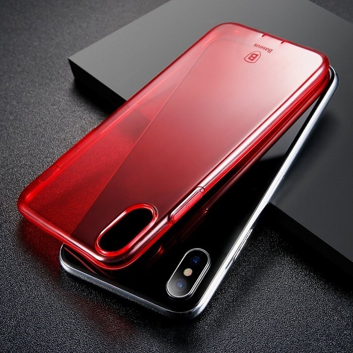 Чехол Baseus для iPhone X/Xs Simple Series Anti-Fall Transparent Red фото 7
