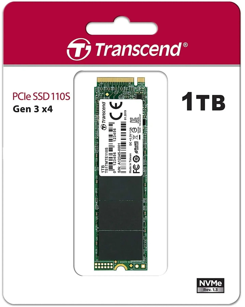SSD накопитель Transcend MTE110 1TB M.2 PCle 3.0 4x 2280 (TS1TMTE110S) фото 2