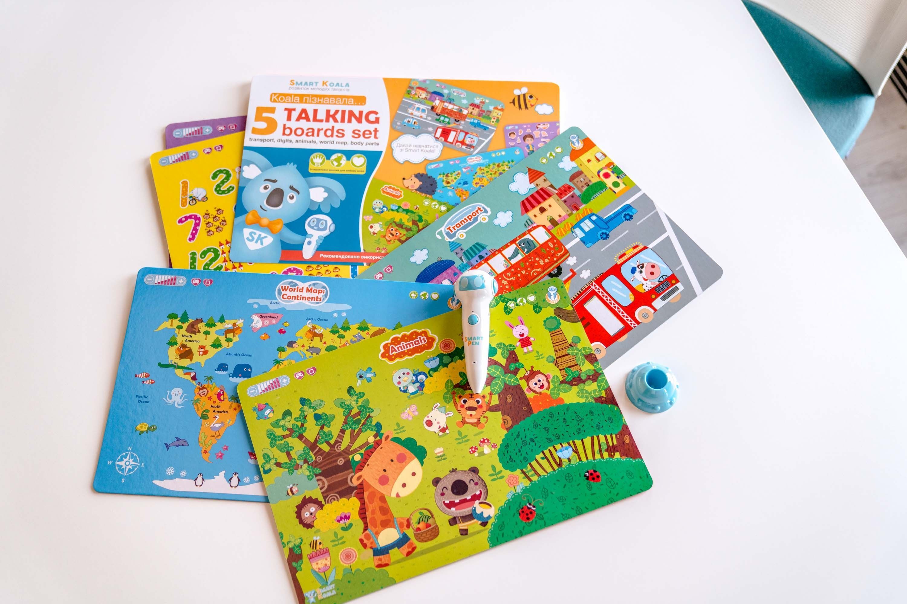 Борд інтерактивний Smart Koala Карта світу, Частини тіла, Цифри, Транспорт, Тварини (SKSAB5IN1)фото3