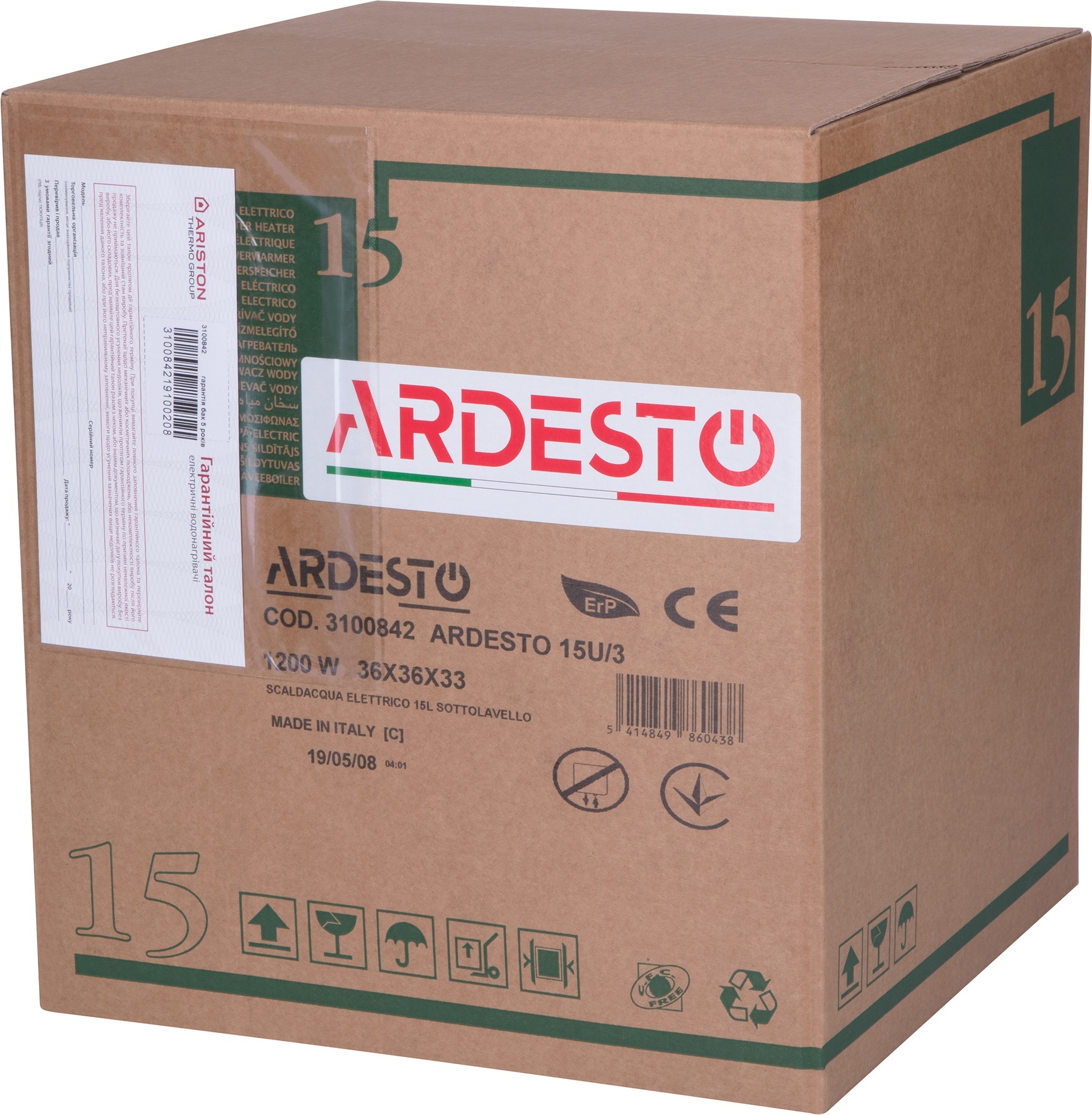 Бойлер ARDESTO EWH-15UMWMI фото 