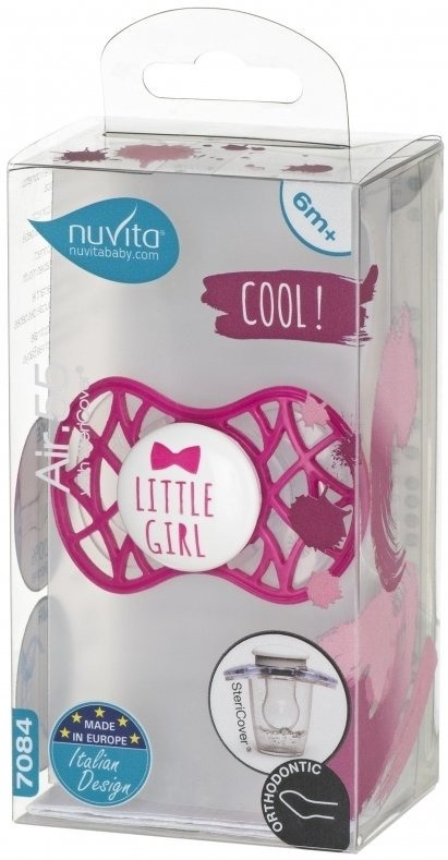 Пустышка ортодонтическая Nuvita NV7084 Air55 Cool 6m+ "LITTLE GIRL" ярко-розовая (NV7084SI) фото 