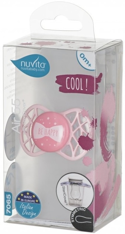 Пустышка симметрическая Nuvita NV7065 Air55 Cool 0m+ "BE HAPPY" цвета "розовый кварц" (NV7065RQ) фото 