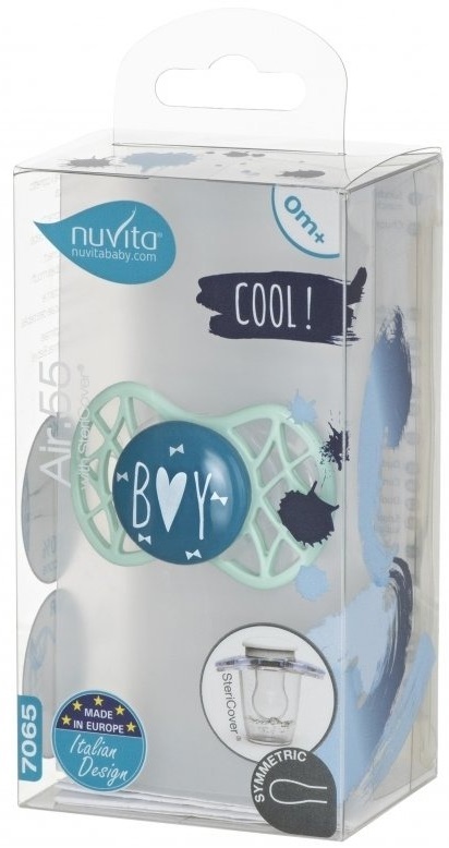 Пустышка симметрическая Nuvita NV7065 Air55 Cool 0m+ "BOY" зеленая (NV7065NG) фото 