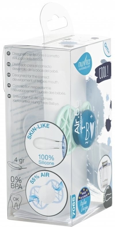 Пустышка симметрическая Nuvita NV7065 Air55 Cool 0m+ "BOY" зеленая (NV7065NG) фото 