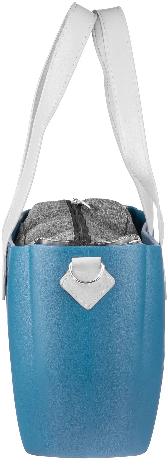 Сумка MyMia синий корпус/ серая подкладка/ набор (ручки, фиксаторы, ремни на коляску) эко-кожа фото 3