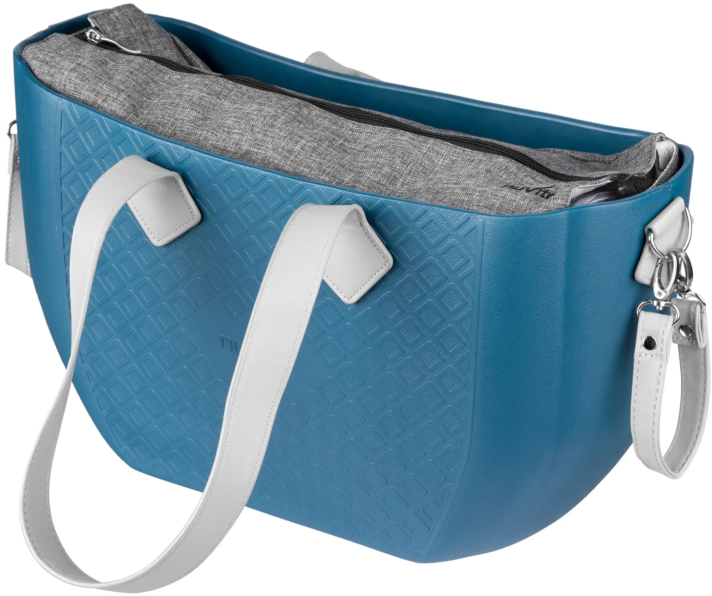 Сумка MyMia синий корпус/ серая подкладка/ набор (ручки, фиксаторы, ремни на коляску) эко-кожа фото 5